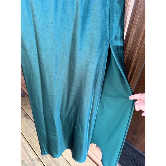 NEW BIRDY GREY Women M Lisa Shiny Satin Emerald Maxi Formal Bridal Dress - Picture 10 of 10